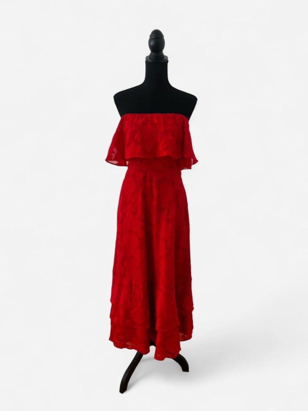 Lulus Women’s Red Off The Shoulder Textured Romantic Ethereal Formal Dress Prom